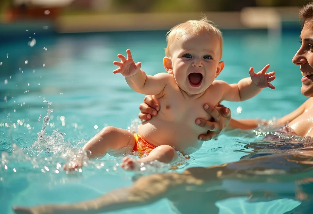 couche bébé piscine